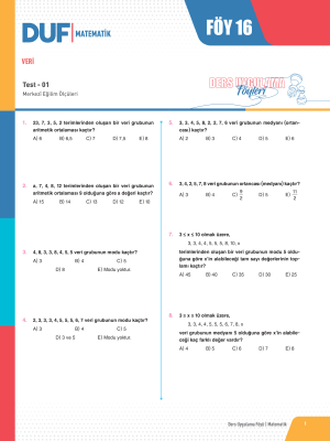 2025 - TYT MATEMATİK DUF - FÖY-16