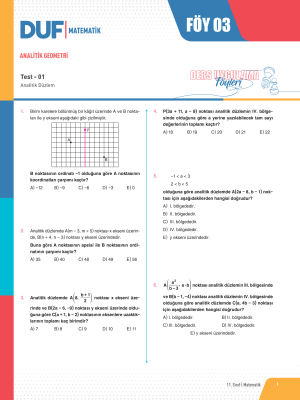2025 - 11. SINIF MATEMATİK DUF - FÖY-3