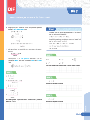 2025 - 9. SINIF MATEMATİK DİF - FÖY-1