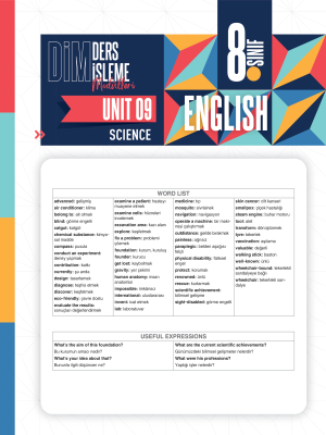 2024 - 8. SINIF İNGİLİZCE DİM - MODÜL-9