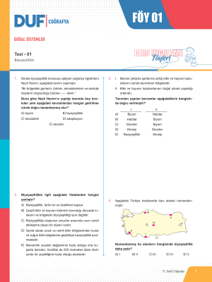2025 - 11. SINIF COĞRAFYA DUF - FÖY-1