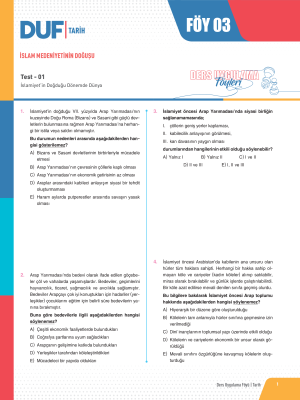 TYT TARİH DUF - FÖY-3 - 2023