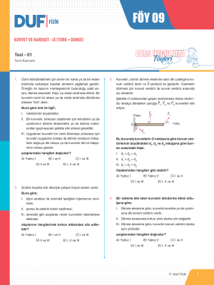 2025 - 11. SINIF FİZİK DUF - FÖY-9