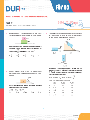 2025 - 11. SINIF FİZİK DUF - FÖY-3