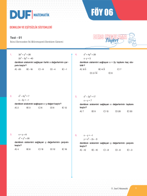2024 - 11. SINIF MATEMATİK DUF - FÖY-6