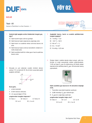 AYT KİMYA DUF - FÖY-2 - 2023