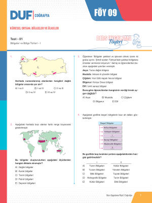 2025 - TYT COĞRAFYA DUF - FÖY-9