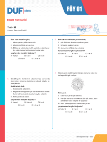 AYT KİMYA DUF - FÖY-1 - 2022