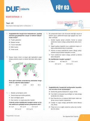 AYT COĞRAFYA DUF - FÖY-3 - 2023