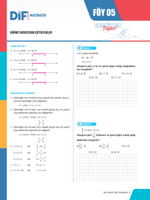 TYT MATEMATİK-B DİF - FÖY-5 - 2023