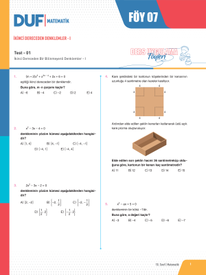 2024 - 10. SINIF MATEMATİK DUF - FÖY-7