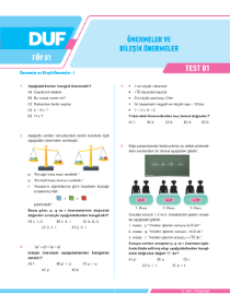 9. SINIF MATEMATİK DUF - FÖY-1 - 2022