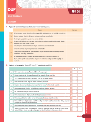 2025 - 9. SINIF TÜRK DİLİ VE EDEBİYATI DUF - FÖY-4