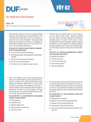 2024 - 11. SINIF FELSEFE DUF - FÖY-2