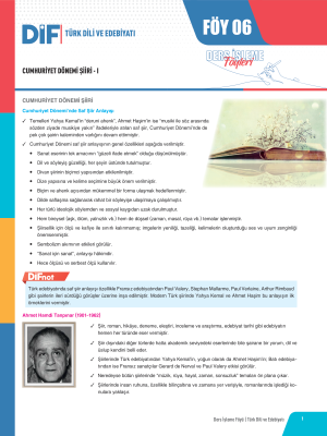 AYT EDEBİYAT DİF - FÖY-6 - 2023