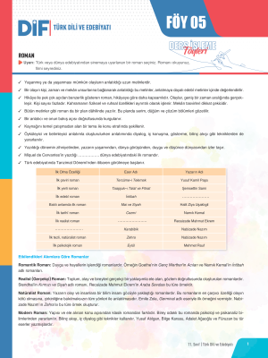 2025 - 11. SINIF TÜRK DİLİ VE EDEBİYATI DİF - FÖY-5