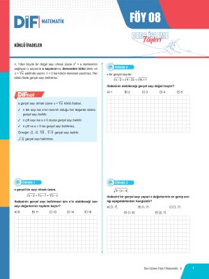 2024 - TYT MATEMATİK A DİF - FÖY-8