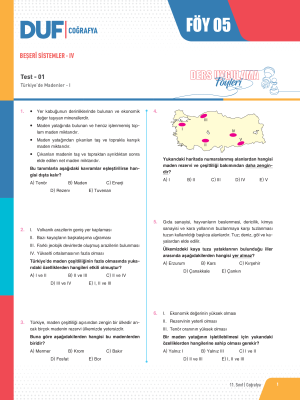 2025 - 11. SINIF COĞRAFYA DUF - FÖY-5
