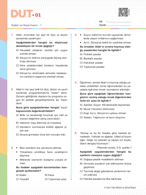 2025 - 8. SINIF DİN KÜLTÜRÜ VE AHLAK BİLGİSİ DUT