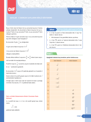 2025 - 9. SINIF MATEMATİK DİF - FÖY-2