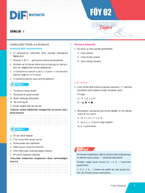 9. SINIF MATEMATİK DİF - FÖY-2 - 2022