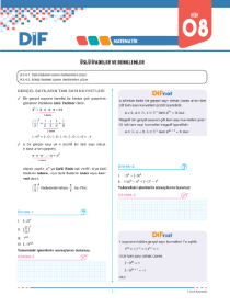 9. Sınıf Matematik - DİF - FÖY 8