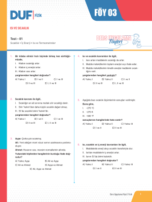 2025 - TYT FİZİK DUF-3