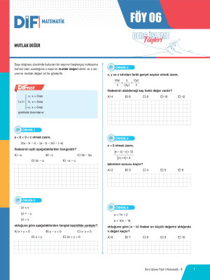 2025 - TYT MATEMATİK B DİF - FÖY-6