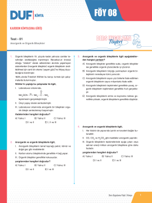AYT KİMYA DUF - FÖY-8 - 2023