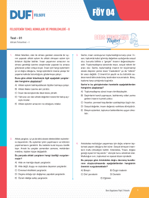 TYT FELSEFE DUF - FÖY-4 - 2023