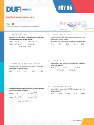 2025 - 11. SINIF MATEMATİK DUF - FÖY-5