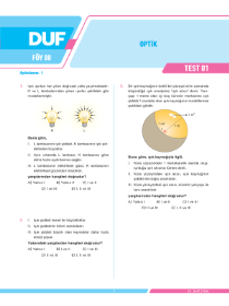 10. SINIF FİZİK DUF - FÖY-8 - 2022