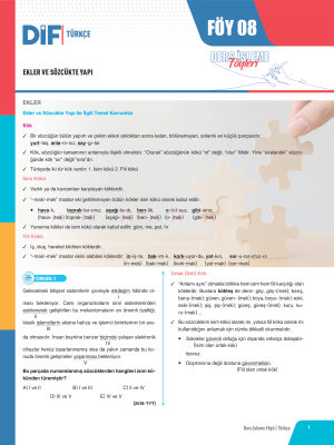 TYT TÜRKÇE DİF - FÖY-8 - 2023 