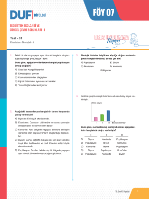 2024 - 10. SINIF BİYOLOJİ DUF - FÖY-7