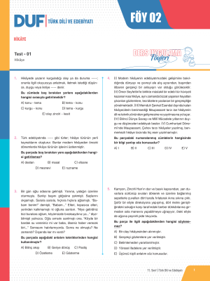 2025 - 11. SINIF TÜRK DİLİ VE EDEBİYATI DUF - FÖY-2